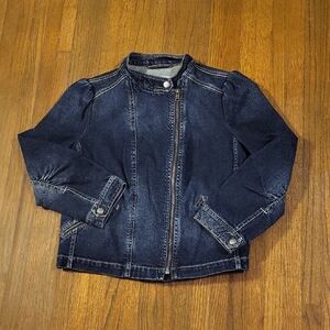 Rebecca Taylor Blue Jean Jacket with Zipper and Casual Style